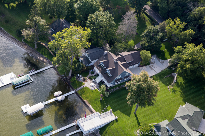 Lake home aerial photo