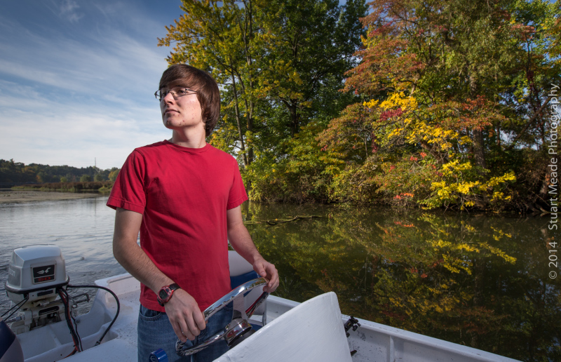 Senior photo in boat